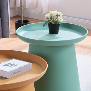 Mesa de Centro Redonda de Plástico Amarillo de Baja Altura, Moderna y Ecológica para Sala de Estar, Venta al por Mayor de Fábrica en Bazhou, China - Product Image 1
