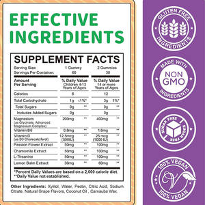 Gummies menenangkan bebas gula dengan l-theanine Vitamin B6 Vitamin D untuk peningkatan memori sehat dukungan imun tidur untuk anak-anak dan dewasa - Product Image 3