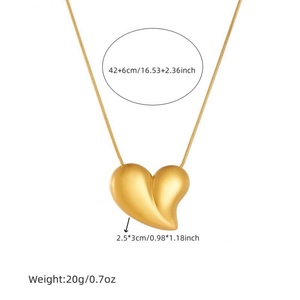Collier personnalisé résistant à l'eau plaqué or 14k 18k en acier inoxydable 316l avec pendentif en forme de cœur pour femmes - Product Image 6