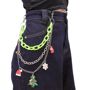 Chaîne de taille Hip Hop multicouche en acrylique et métal avec pendentif de Noël, chaîne de corps unisexe tendance - Product Image 1