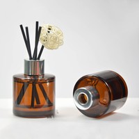 Bouteilles diffuseurs à roseaux en verre ambré avec bouchon 150ml 200ml 100ml 50ml – Flacons ronds pour parfums d'ambiance et huiles essentielles