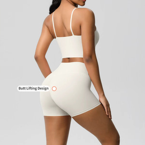 Conjunto Deportivo de 3 Piezas para Mujer, Shorts de Cintura Alta, Leggings para <span class=keywords><strong>Gimnasio</strong></span>, Cómodos, de Secado Rápido y Transpirables, Venta al Por Mayor - Product Image 4