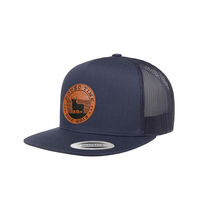 Casquettes de camionneur personnalisées en gros, Casquette Snapback Premium 6006 avec patchs en cuir, Casquette de camionneur à 5 panneaux, Casquette de camionneur en maille style Western Vintage