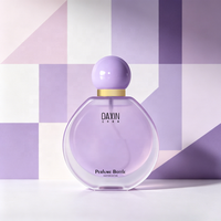 Flacon de parfum rond élégant pour femme avec bouchon sphérique, couleur et logo personnalisés, contenant de parfum classique pour femme, vente en gros