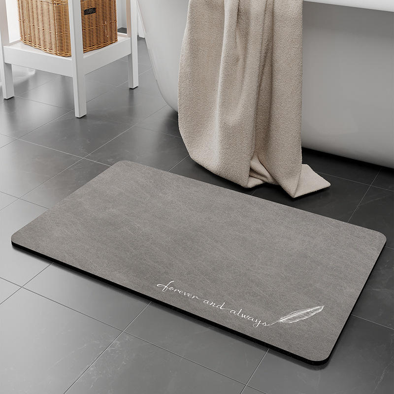 Tapis de bain en polaire arc-en-ciel - Brun plume