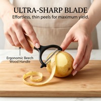 Nieuwe design keukenhulpjes handmatige aardappel-, appel-, fruit- en groenteschiller met houten handvat