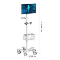 Chariot médical moderne pour moniteur et endoscope, disponible en stock, base ABS à 5 roues, construction pivotante en aluminium, 8 kg, pour hôpitaux et cliniques