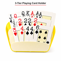Support de rangement pour cartes à jouer en plastique ABS à 3 niveaux, lisse sans bords vifs, avec deux pieds pliables, organisateur de cartes de bureau pour le poker