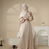 Abaya Maxi Élégante et Respirante pour Femme, Modèle Printemps Ramadan, Coupe Ample Unie, Manches Longues, Grande Taille, en Polyester, Style Simple et Chic, pour Femme Musulmane