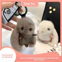 YHY Adorable porte-clés lapin en peluche imitation fourrure de castor, idéal comme cadeau d'anniversaire