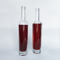Bouteille de vin en verre - Bouteille carrée de 500 ml, bouteille en verre scellée avec un bouchon rond, bouteille en verre épais scellée, bouteille de whisky