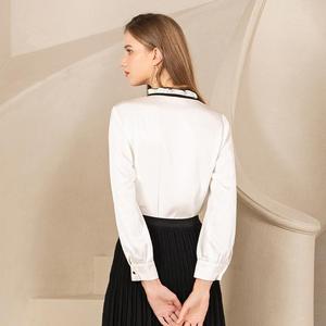<span class=keywords><strong>Camicia</strong></span> Bianca da Ufficio per <span class=keywords><strong>Donna</strong></span> Primavera Autunno Traspirante in Poliestere Tessuto Manica Lunga con <span class=keywords><strong>Colletto</strong></span> a Foglia di Loto - Product Image 5