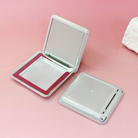 Boîtes d'emballage cosmétiques en gros, écologiques, portables, carrées, en plastique, pour poudre compacte et blush, avec miroir