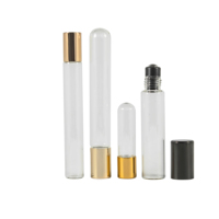 Flacon compte-gouttes en verre pour huiles essentielles de 2 ml à 15 ml avec bille en acier inoxydable et capuchon métallique pour l'aromathérapie