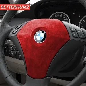 Betterhumz alcantara capa protetora para volante, para bmw e60 2004-2007 5 séries acessórios para interior de carro envoltório, capa protetora, adesivo