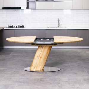 <span class=keywords><strong>Table</strong></span> de salle à manger rectangulaire multifonctionnelle moderne d'intérieur extensible Panneau de bois ovale Design contemporain pour hôtel - Product Image 3