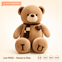 Ours en peluche géant avec écharpe, conception personnalisée en gros, grand ours en peluche avec patch cœur, jouet en peluche pour baby shower, cadeau de Saint-Valentin
