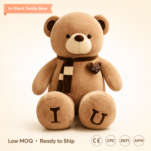 Orsacchiotto Gigante con Sciarpa, Design Personalizzato, Grande Orso di <span class=keywords><strong>Peluche</strong></span> con <span class=keywords><strong>Cuore</strong></span>, Giocattolo Morbido per Baby Shower e Regalo di San Valentino - Product Image 1