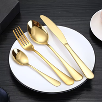 Ensemble de couverts écologiques en acier inoxydable 304, couverts dorés comprenant un couteau, une cuillère, des fourchettes pour les mariages et les restaurants