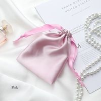 Pochette à bijoux en satin de soie écologique avec cordon de serrage, sac de luxe pour bagues, boucles d'oreilles, colliers, cadeau de mariage, fête, voyage, rangement