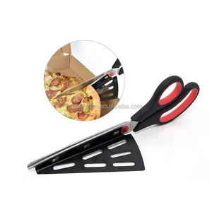 プロのステンレス鋼キッチンピザカッターはさみツール、耐久性のある手動ピザはさみシャベル販売