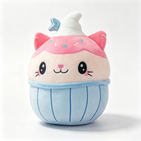 Peluche chat ronde personnalisée en forme de crème glacée, peluche cupcake moelleuse, peluche chat avec pépites et crème fouettée