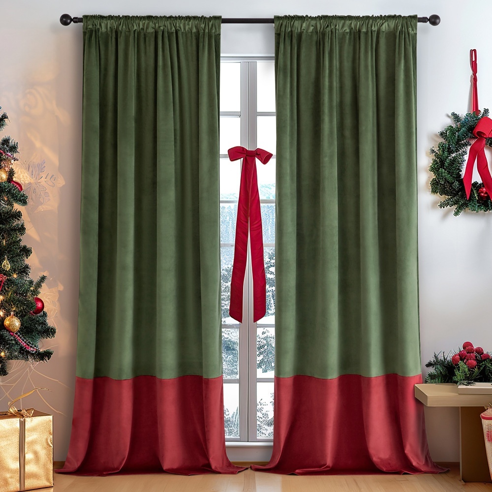 CAROMIO Christmas Velvet Curtains - 84 Inch Long Red Reindeer Thermal Insulated Panels, Set Of 2 (52x84 In) - View #6