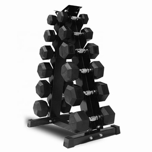Ensemble d'haltères hexagonales en fonte recouvertes de caoutchouc noir personnalisées pour salle de sport, 20 kg, <span class=keywords><strong>FREDO</strong></span> FRD-012, usage commercial, unisexe, logo personnalisé disponible - Product Image 1