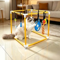 Rangka Gym Bermain Hewan Peliharaan Dalam Ruangan dari Pipa PVC, Penyangga Pipa Plastik, Mainan Interaktif untuk Anjing dan Kucing