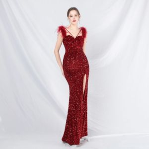 31868 # nuevo pedido artesanal vestido <span class=keywords><strong>de</strong></span> <span class=keywords><strong>noche</strong></span> largo <span class=keywords><strong>de</strong></span> lentejuelas Con parte inferior <span class=keywords><strong>de</strong></span> felpa <span class=keywords><strong>de</strong></span> avestruz - Product Image 4