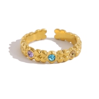 Bague géométrique Bowei en acier inoxydable plaqué or 18 carats avec diamants colorés, bijou ouvert polyvalent