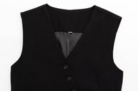 Ensemble femmes 2025 nouveau deux-pièces mode Joker sans manches col en V gilet court veste + dames mode pantalon large costume