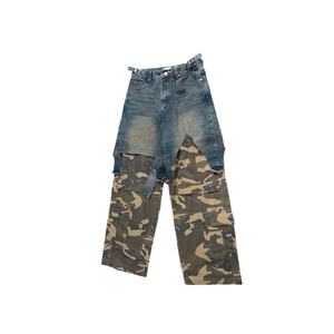 กางเกงขายส่งลายปะติดสำหรับผู้ชาย กางเกงผ้าฝ้ายลายพรางสไตล์ฮิปฮอป แฟชั่นใหม่ สตรีทแวร์ กางเกงยีนส์ผู้ชาย - Product Image 2