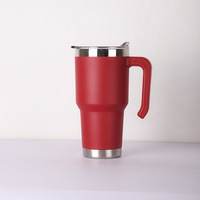 Gobelet isotherme sous vide grande capacité 30 OZ avec poignée ergonomique et couvercle à paille, pour porte-gobelet de voiture, réutilisable, sans BPA