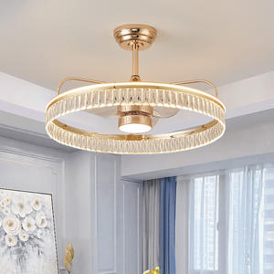 K9 Crystal Ceiling Lamp Chandelier Restaurant Modern Gold Color Luxury Ceiling <b>Fan</b> with <b>Lights</b> - Product Image 1