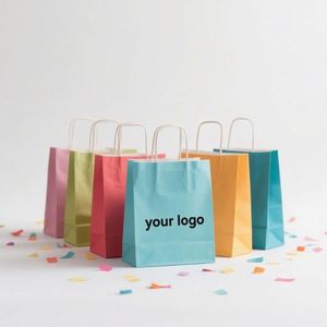 Sac de shopping en papier kraft de luxe personnalisé, écologique, durable, avec poignée en ruban, réutilisable, recyclable, promotionnel, pour supermarché - Product Image 4