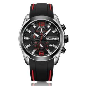 Montres pour hommes Megir 2063, étanches, chronomètre de mode pour hommes, bracelet en silicone, montres chronographes à quartz de luxe pour hommes - Product Image 1