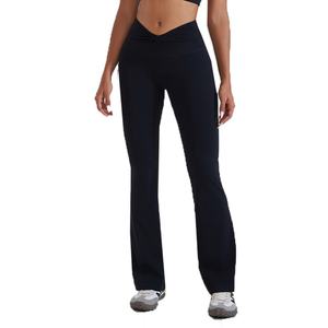 OEM Women's Quick Dry High-Waisted <b>Flared</b> <b>Leggings</b> Nylon/Spandex Brushed Shaping Ruched Detail Running Fitness <b>Yoga</b> <b>Legging</b> - Product Image 6