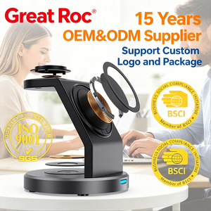 Stazione di Ricarica Wireless Great <span class=keywords><strong>Roc</strong></span> 15W, Ricarica Rapida 3 in 1 con Ingresso USB-C per Telefono, Orologio e Auricolari - Product Image 3