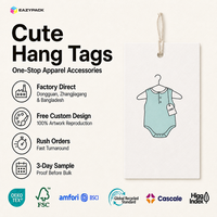 Étiquettes personnalisées pour bébés, directement de l'usine, motif ligne dessinée menthe et blanc, autres étiquettes suspendues en cordon pour boutiques pour enfants, EAZYPACK, respectueuses de l'environnement