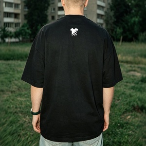 เสื้อยืดผ้าฝ้ายน้ำหนักมากสำหรับผู้ชายเสื้อยืดโอเวอร์ไซส์ทำจากผ้าฝ้ายพิมพ์ลายซิลค์สกรีนสีพื้น - Product Image 2