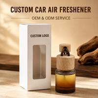 Désodorisant de voiture, fabrication directe OEM & ODM, flacon en verre dégradé givré avec bouchon en bois, logo personnalisé, emballage personnalisé longue durée