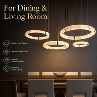 JYLIGHTING Luminaires et lustres luxueux en albâtre pour salon, hall d'entrée, salle d'exposition, décoration artistique, anneau circulaire en marbre suspendu