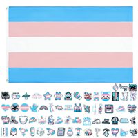 Lot de 60 autocollants drapeau fierté transgenre GoldRock 100x150cm en polyester pour fêtes, vacances, intérieur/extérieur, LGBT, Gay