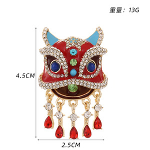 Broche de Danza del León de Aleación de Zinc con Forma de Animal, Pin Decorativo para Festival, Accesorio de Moda para Mujer, Corsage para Suéter y Abrigo del Festival de Primavera - Product Image 5
