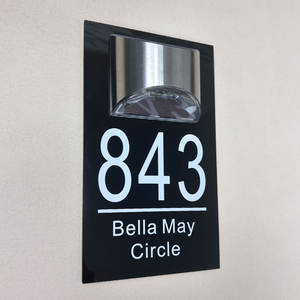 Plaque d'adresse de maison personnalisée, lumière LED solaire, plaque d'adresse résidentielle moderne, plaque d'adresse découpée <span class=keywords><strong>au</strong></span> laser 3D, plaque de porte extérieure, <span class=keywords><strong>nom</strong></span> de rue - Product Image 1