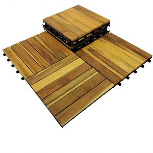 Dalles de terrasse en bois d'acacia DIY 300*300mm modernes pour l'extérieur, installation par clic pour la décoration de la maison, du jardin, de la terrasse et de la cour. - Product Image 2
