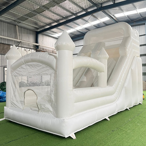 Vente en gros de châteaux gonflables de luxe commerciaux, toboggan gonflable blanc pour enfants - Product Image 1