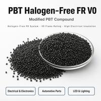 Granulés PBT sans halogène FR V0, faible émission de fumée, haute résistance au chaleur CTI, plastique PBT pour composants de sécurité électrique