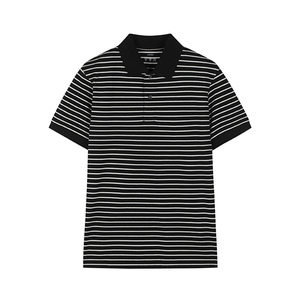 Camisa de Hombre a Rayas con Estampado por Transferencia Térmica, Manga Corta, Tejido de Algodón Piqué, Corte Regular, Cuello con Botones, Estilo Casual para Golf y Tenis - Product Image 1